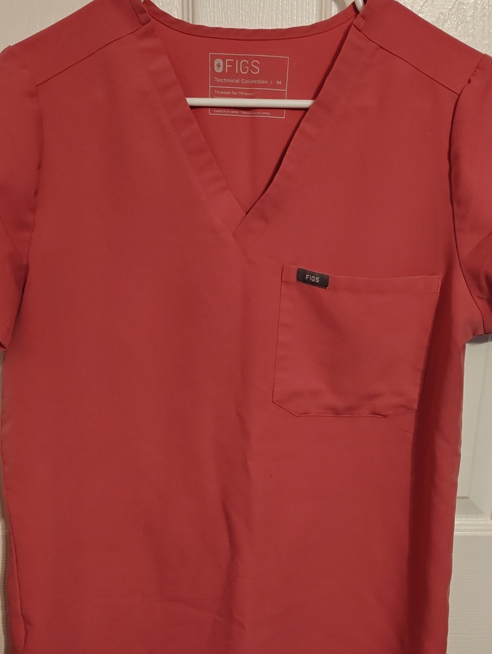 Figs Women's V-Neck Scrub  Top in Coral Red